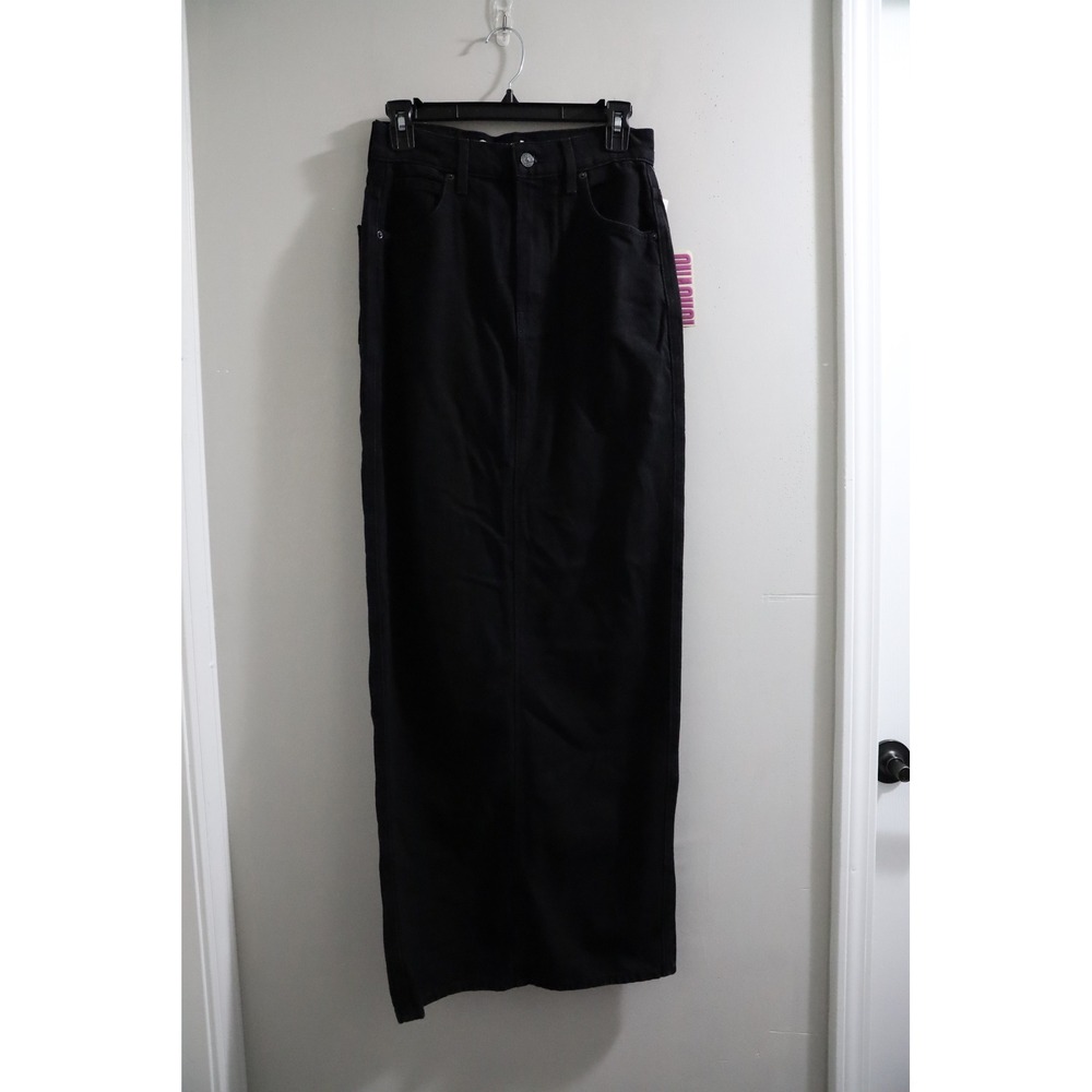 MOTHER The Candy Stick Maxi Skirt Black Denim Long Length Size 26